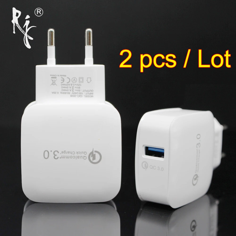 2 шт./лот 5 в 3 А штепсельная вилка ЕС QC 0 USB быстрая зарядка мобильный телефон