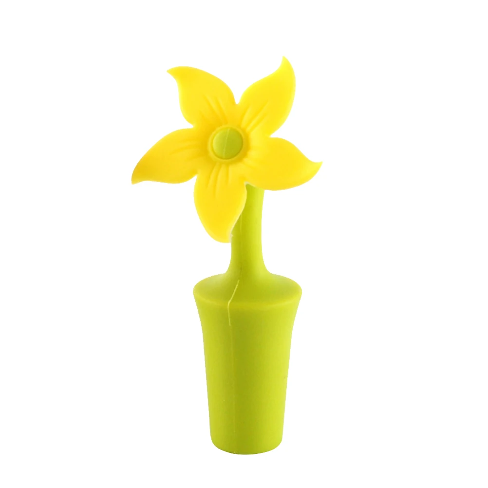 Sunflower 1 шт силиконовые пробки для бутылок вина в форме цветка, натуральная пробка для шампанского, для приготовления напитков, для кухни, бара, вечерние - Цвет: Sunflower