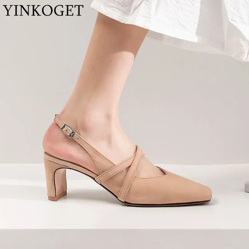 YINKOGET/мягкие удобные женские босоножки из натуральной овечьей кожи обувь на