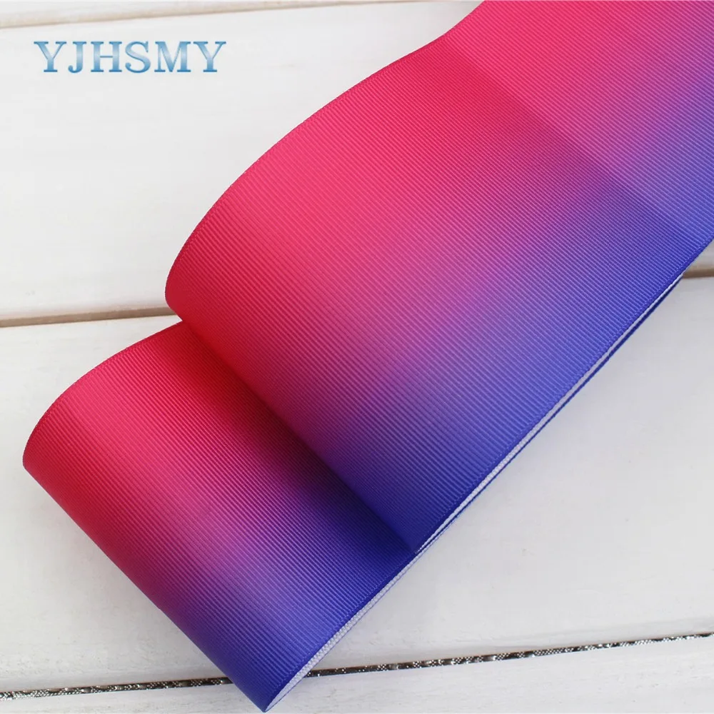 174011 2 ярдов 3 &quot75 мм градиент цвета радуги печатные ленты grosgrain DIY материалы ручной
