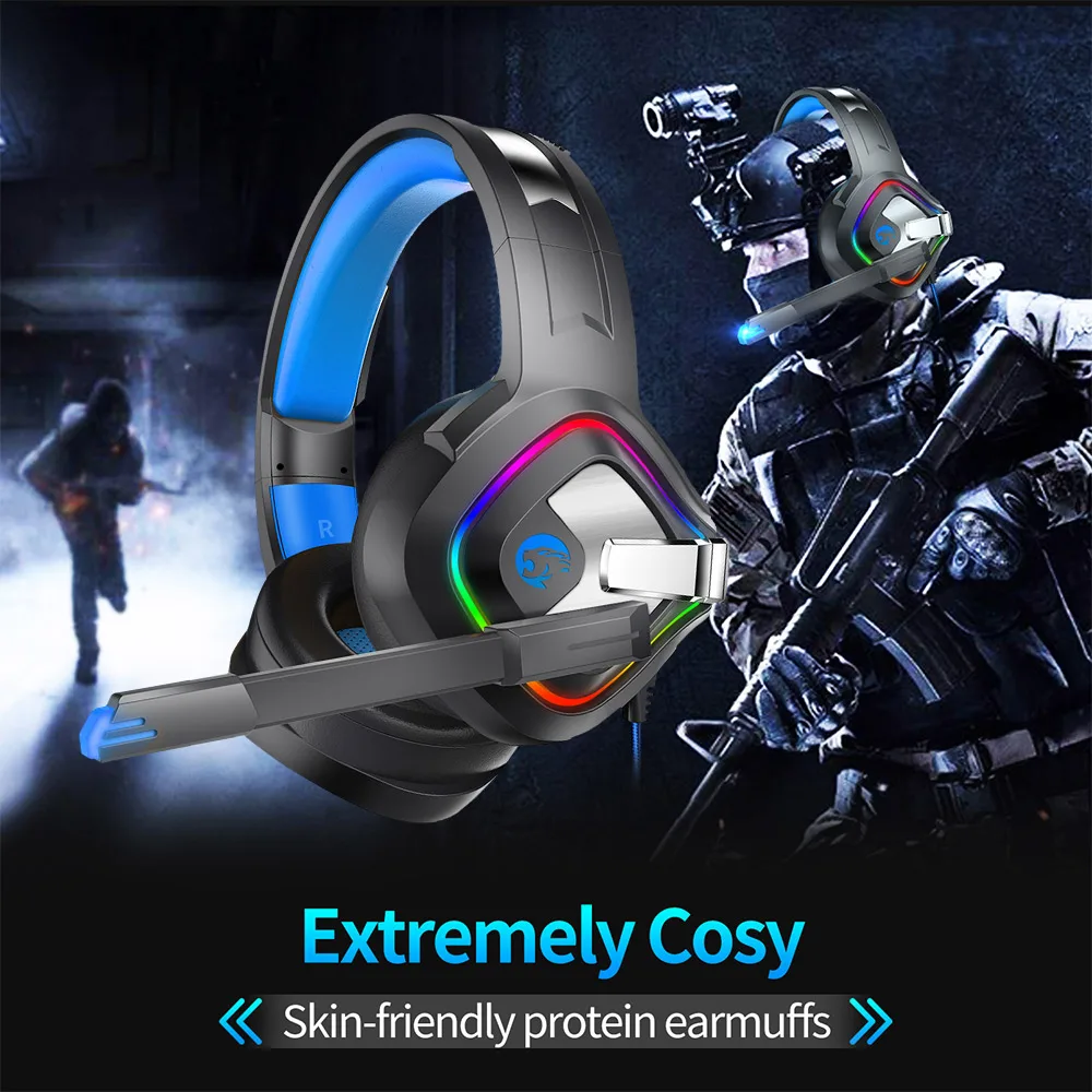 Игровые наушники A66 стерео игровая гарнитура мягкие с микрофоном RGB светодиодная