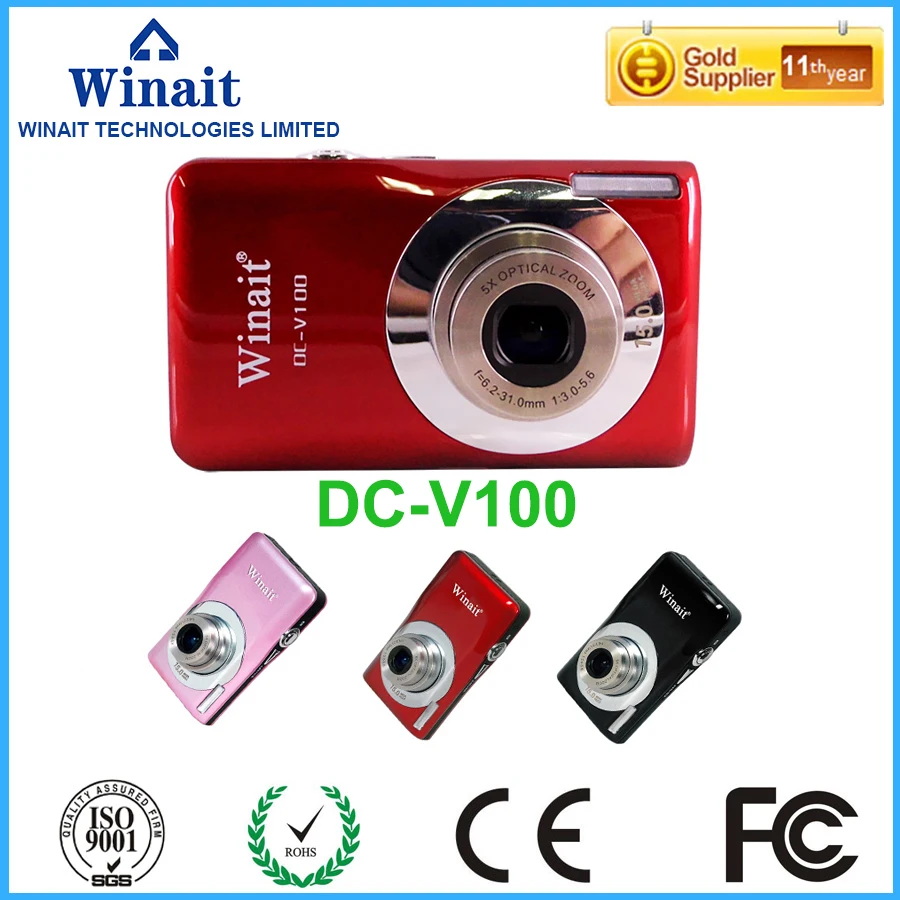 Хорошая продажа 5x оптический зум 15mp цифровая компактная камера DC V100