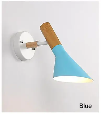 Blue MDWELL скандинавский прикроватный светильник для спальни, настенный светильник, простой современный проходной коридор, настенный светильник-бра для гостиницы, Креативный светодиодный E27 светильник - Цвет абажура: Blue