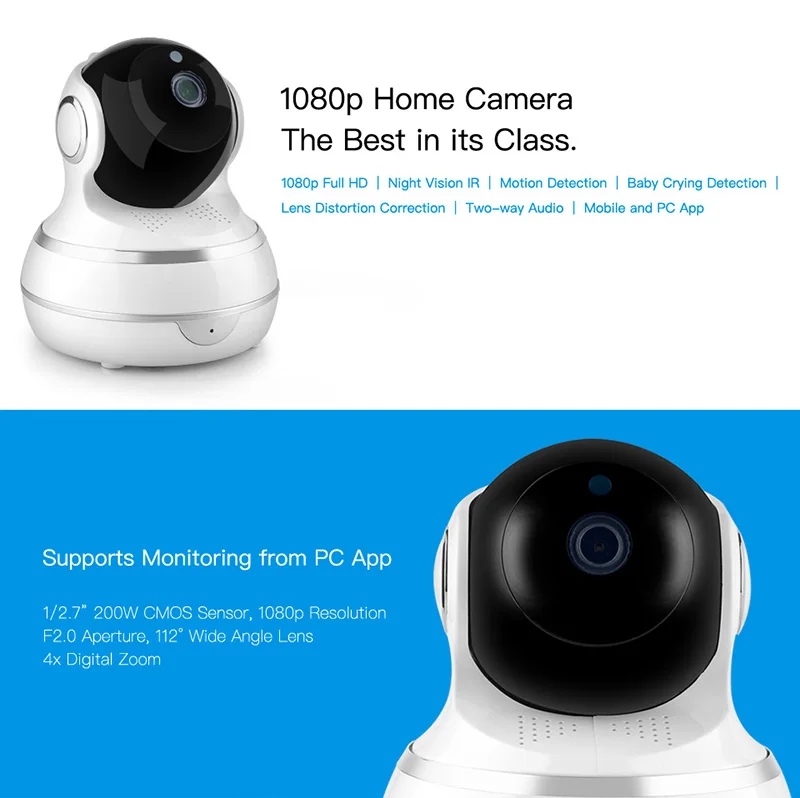 Домашняя камера безопасности WiFi 1080P HD Беспроводная наблюдения с ночным видением