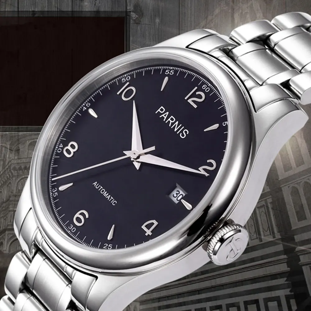 Часы наручные PARNIS мужские механические брендовые роскошные автоматические с