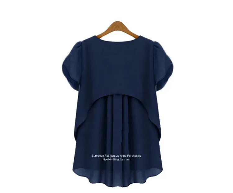 2017 Summer Large Size Women New European Style Fashion Womens Shirt Loose Fake Two Solid Chiffon Tops Casual Plus M-6XL |