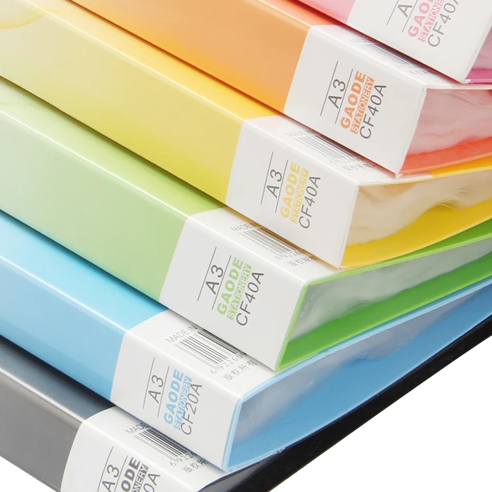 

1PC 60 Insert Plastic File Folder A3 File Folder Data Book Color Clip 8K Drawings Album A3 File Folder For Office Stationery