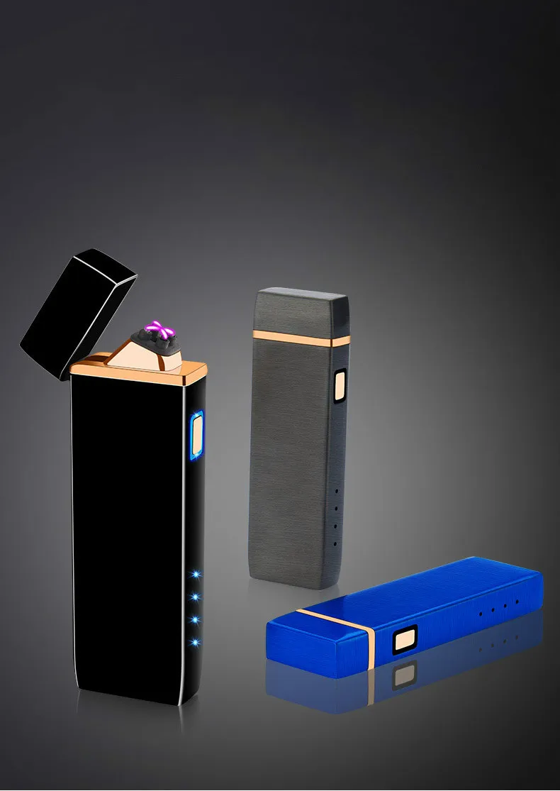 Dual Arc Электронная Зажигалка USB металлическая перезаряжаемая ветрозащитный негорящий электрические зажигалки плазменная зажигалка