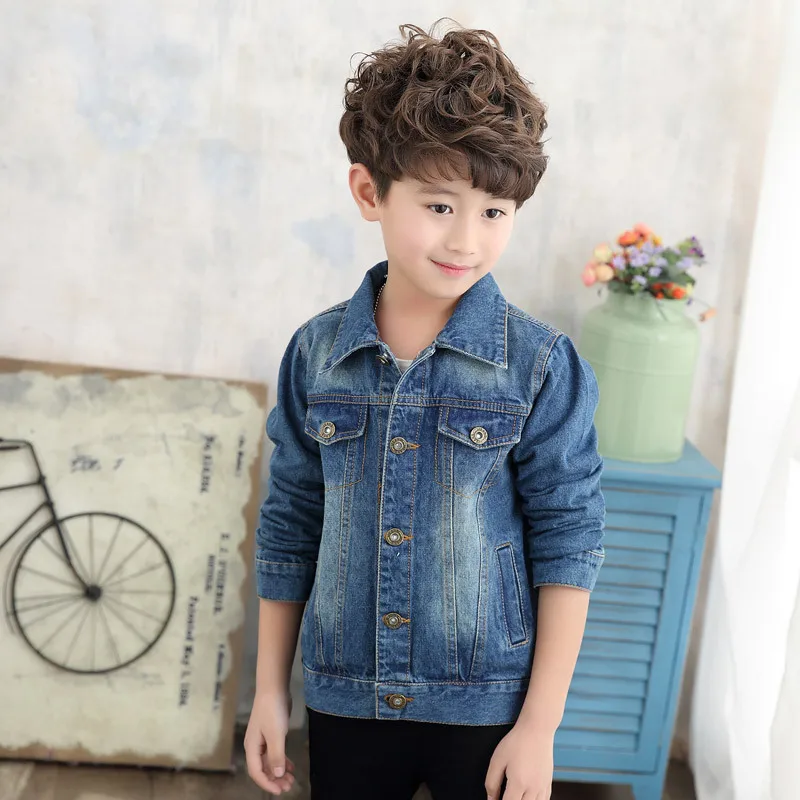 Детская джинсовая куртка с длинным рукавом верхняя одежда для мальчиков и