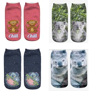 Носки женские с 3D-принтом, удивленные коала из слмюяна, повседневные носки в стиле Харадзюку с изображением персонажей, носки до щиколотки унисекс с низким вырезом