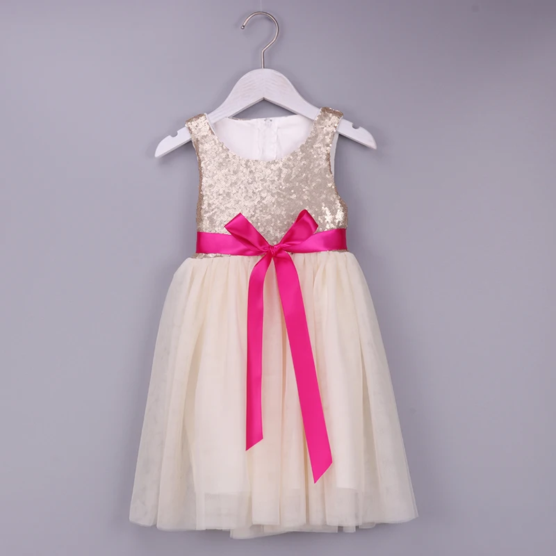 Flower Girls Dress Sequin Champagne Toddler Kids Party Sparkle Glitter Tutu Birthday Summer | Детская одежда и обувь