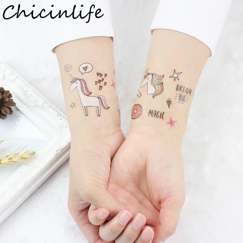 Chicinlife 3 шт тату Единорог День Рождения Вечеринка Детский душ сувениры боди арт