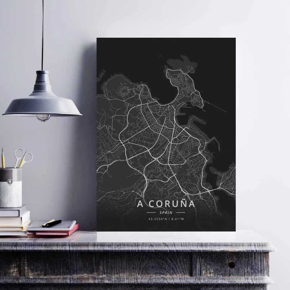 A Coruna Almeria Badajoz Barcelona Bilbao Catral Gijon Girona Granada Huelva Ibiza Las Palmas Leon Madrid Spain Poster | Дом и сад