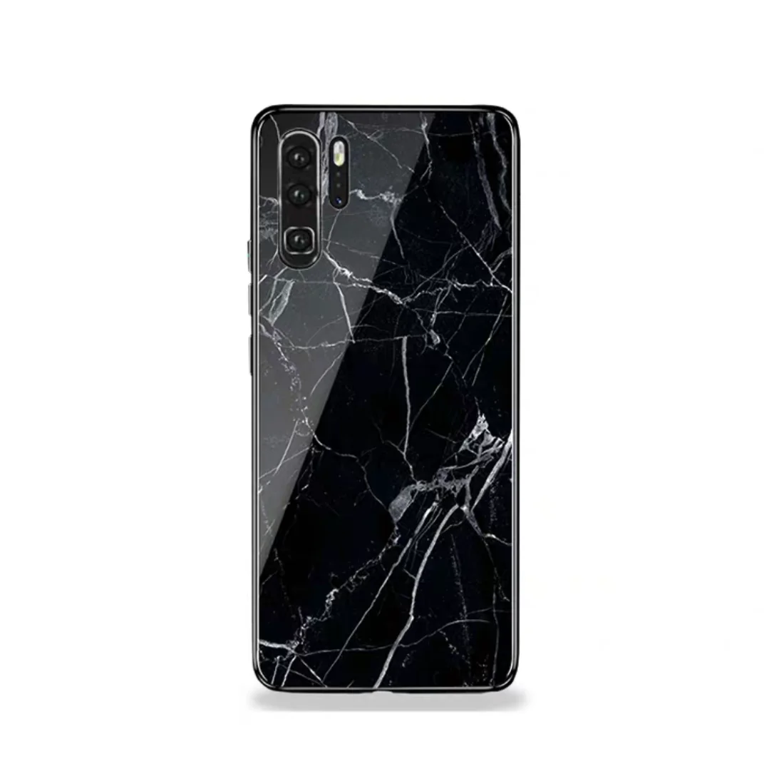 Чехол для Huawei P20 Pro чехол P30 Lite чехлы P20lite p30lite со стеклом и мрамором черный телефона