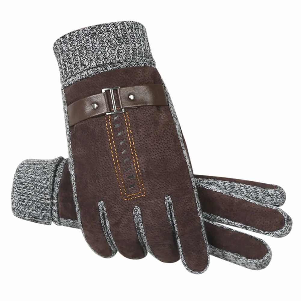 Для мужчин Ветрозащитный прочный теплый открытый перчатки зимние кожаные