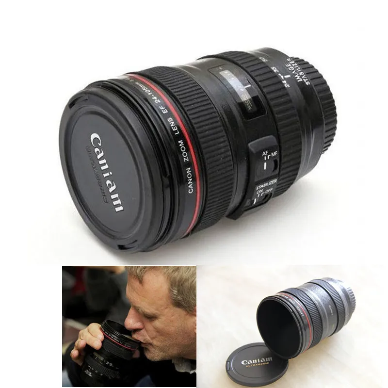 New Coffee Lens Emulation Camera Mug Cup Beer Wine With Lid Black Plastic &amp Caniam Logo tazas cafe | Дом и сад