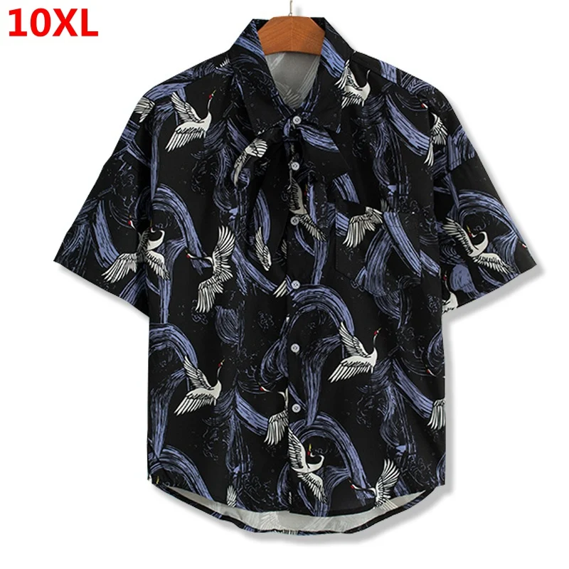 Плюс большой размер код мужской прилива похудения 9XL 10XL 11XL половина с коротким рукавом рубашка мужская одежда