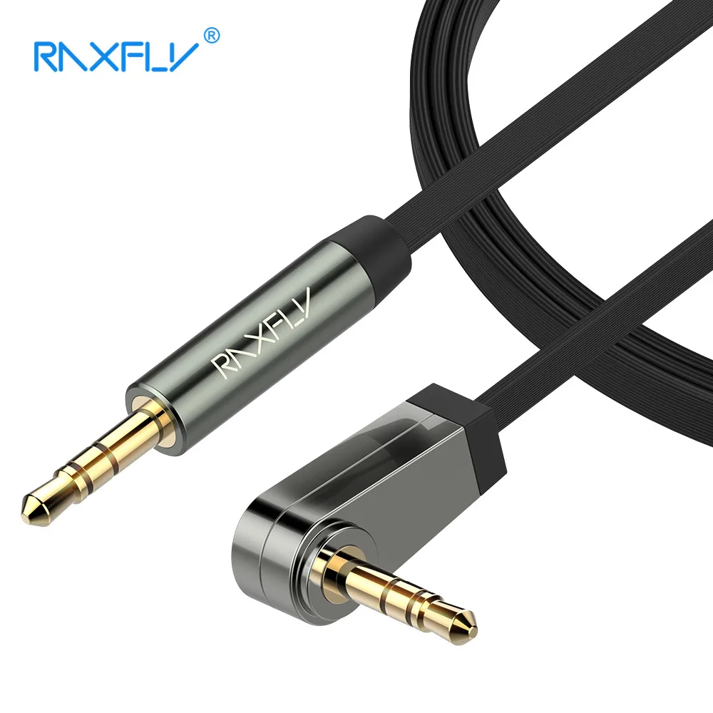 RAXFLY 3 5 мм AUX кабель для автомобиля позолоченный 90 градусов под прямым углом
