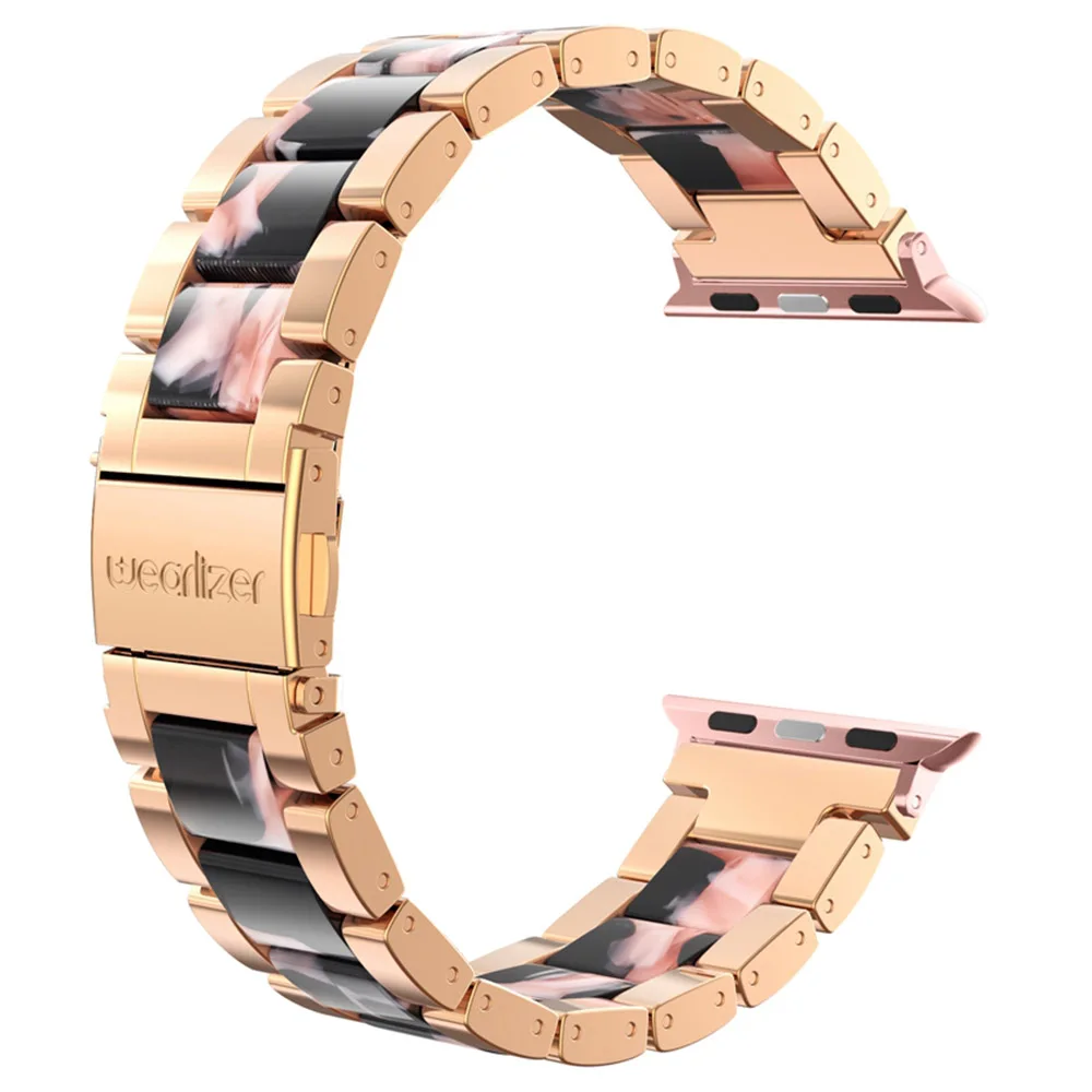 RGoldBP Wearlizer Роскошный металлический ремешок из нержавеющей стали для Apple Watch Band 38 мм 42 мм соединяющий ремешок браслета для iwatch Series 5 4 3 2 1 - Цвет ремешка: RGoldBP