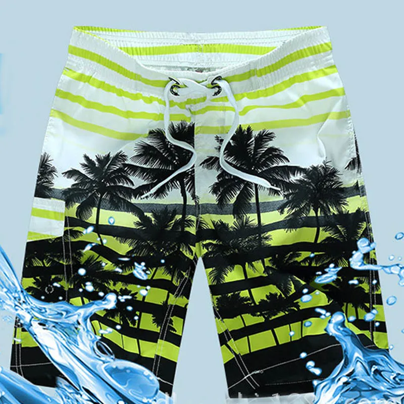 Гавайский Пляж Шорты Мужчины Полосатый Человек Совета Шорты Boardshorts Купальники Стволы Сетка Выстроились Quick Dry Доска Для Серфинга - Цвет: yellow shorts