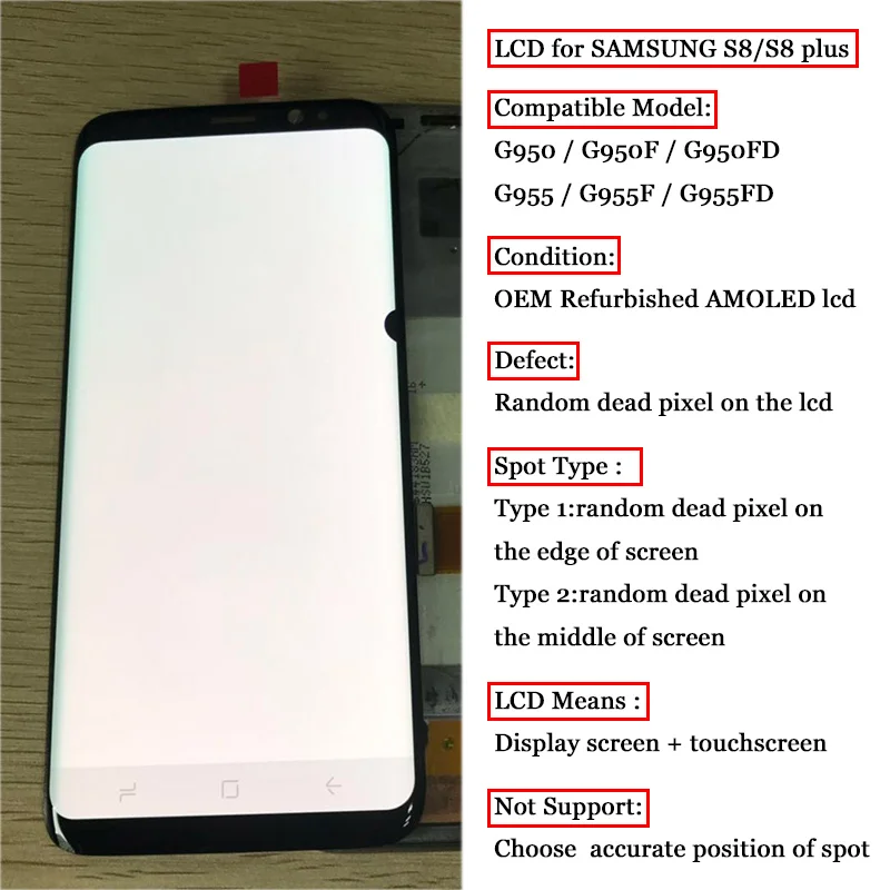 Оригинальный ЖК дисплей SUPER AMOLED S8 с пятном для SAMSUNG Galaxy G950 G950F Plus G955 G955F сенсорный