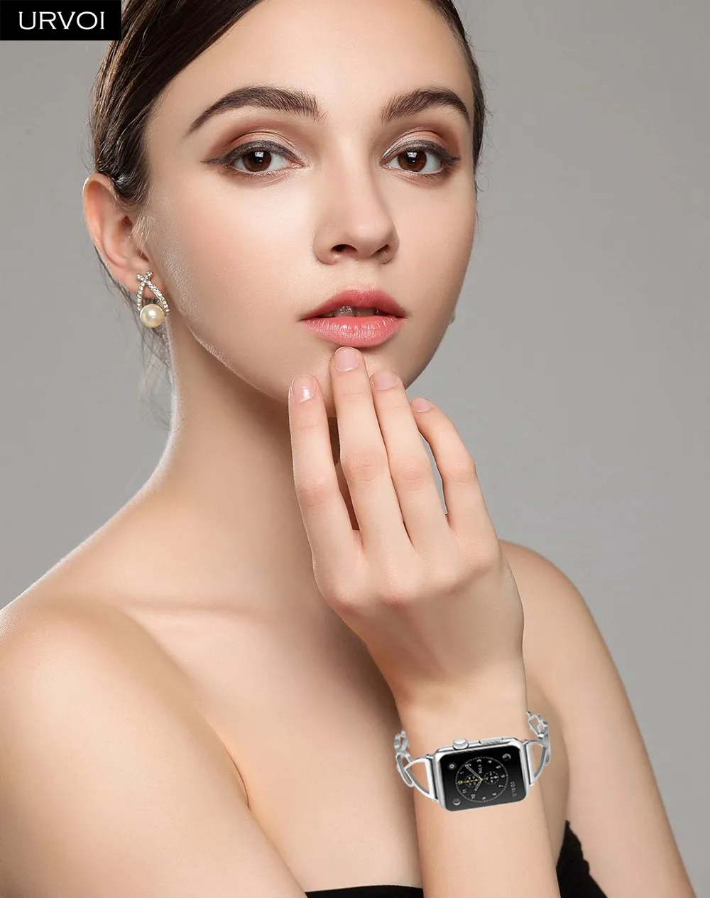 URVOI Love heart braceket для Apple Watch манжета девушек модная цепочка браслет из нержавеющей