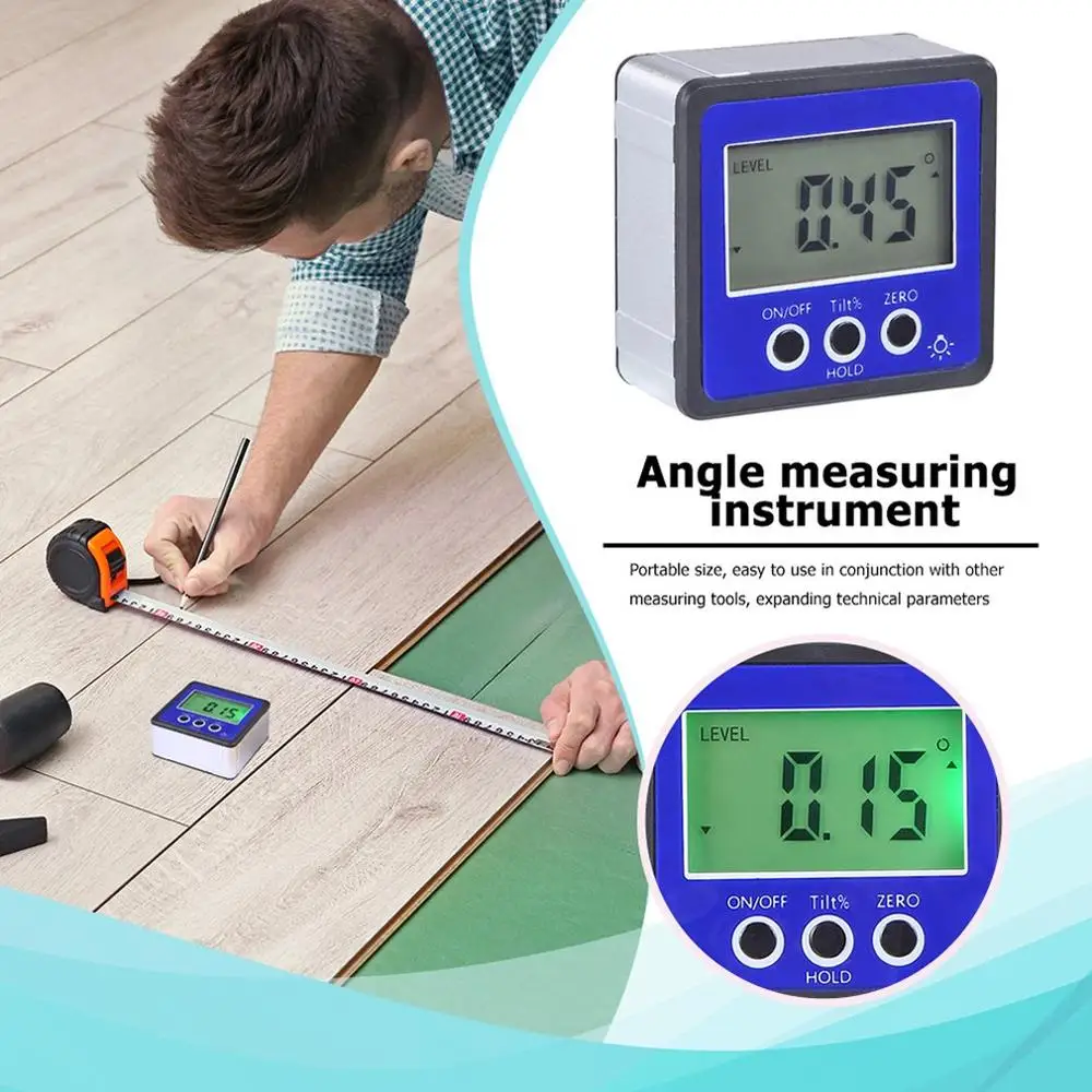 

Precision Digital Protractor Inclinometer Water Proof Level Box Digital Angle Finder Bevel Box With Magnet Base