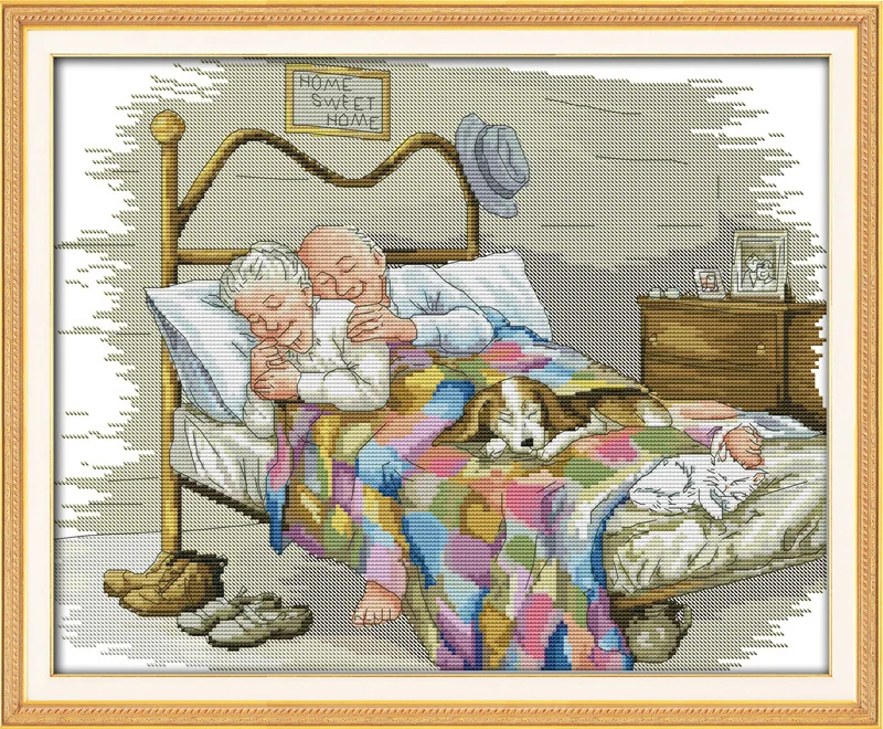 

The old married couple love paintings counted print on canvas Chinese Cross Stitch Needlework Sets Embroidery kits