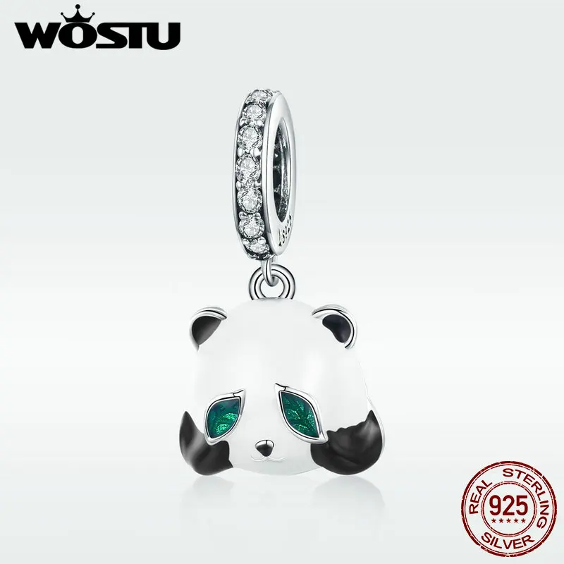 WOSTU Pure 925 Sterling Silver Cute PanFN Animal Beads Fit Charm Bracelet Necklace Pendant For Women Jewelry Gift FIC1096 | Украшения и