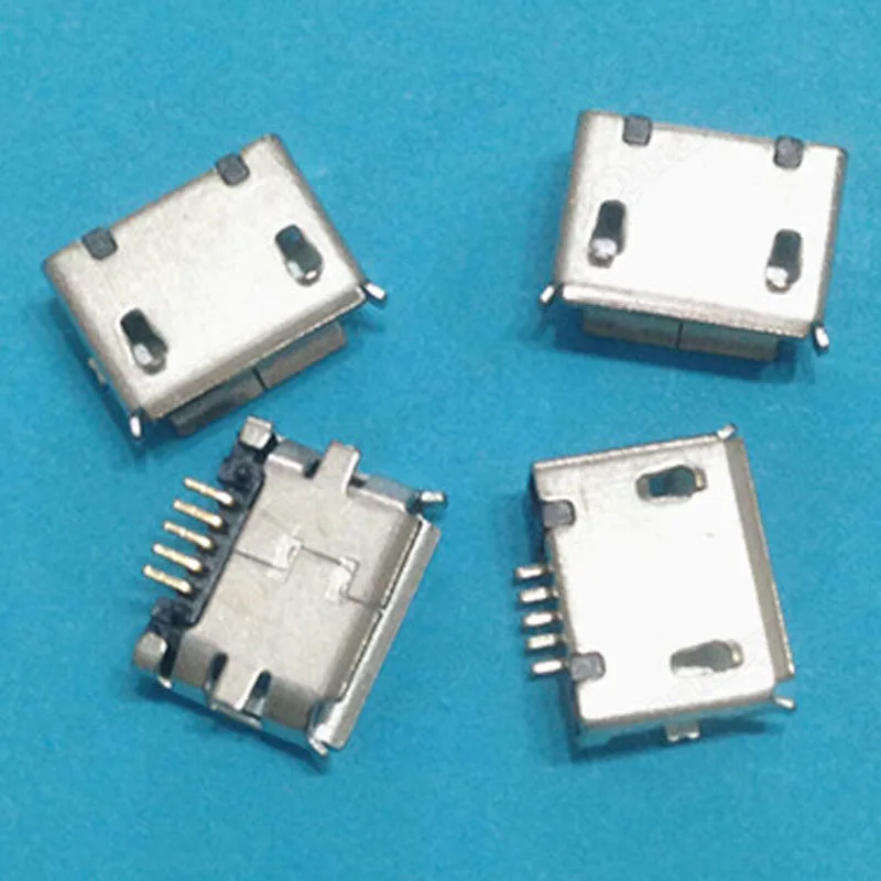 100 шт. разъем MICRO USB 5Pin Расширенный для ног позолоченный обжимной SMD Andriod зарядки