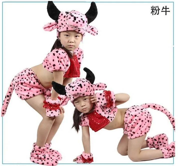 Детская длинная плюшевая шапка с мультяшными животными медведем корова бык