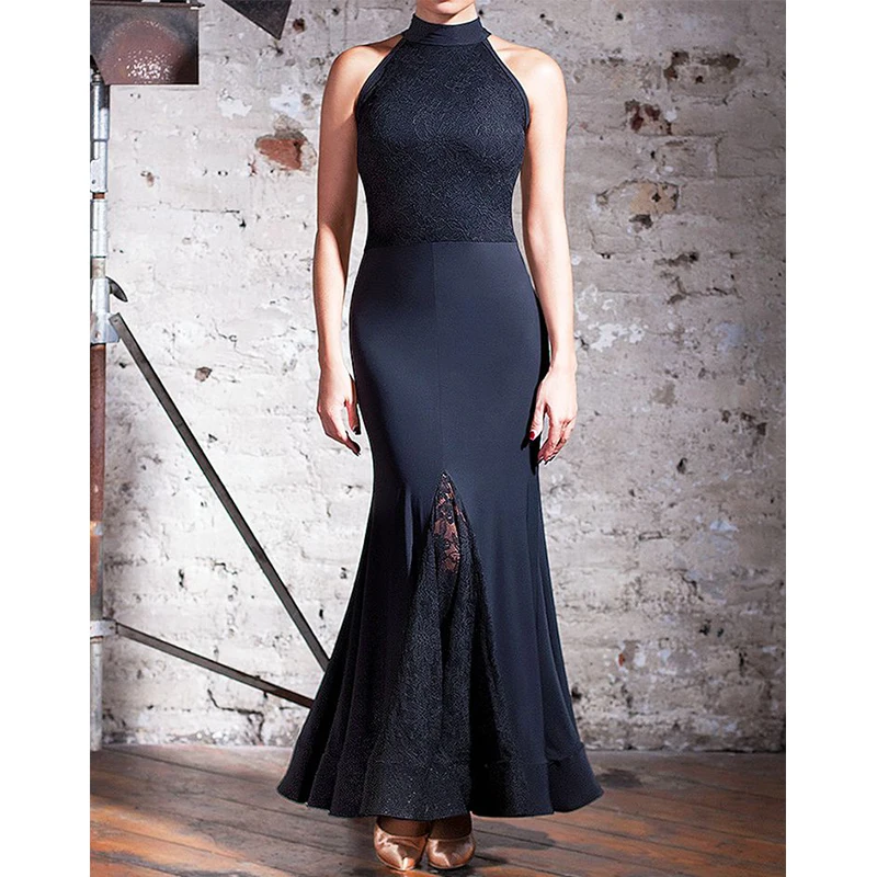 2018 New Sexy Black Professional Ballroom Dress Ladies Waltz Competition Dance Wear Lace Stitching Accept Customize Size | Тематическая