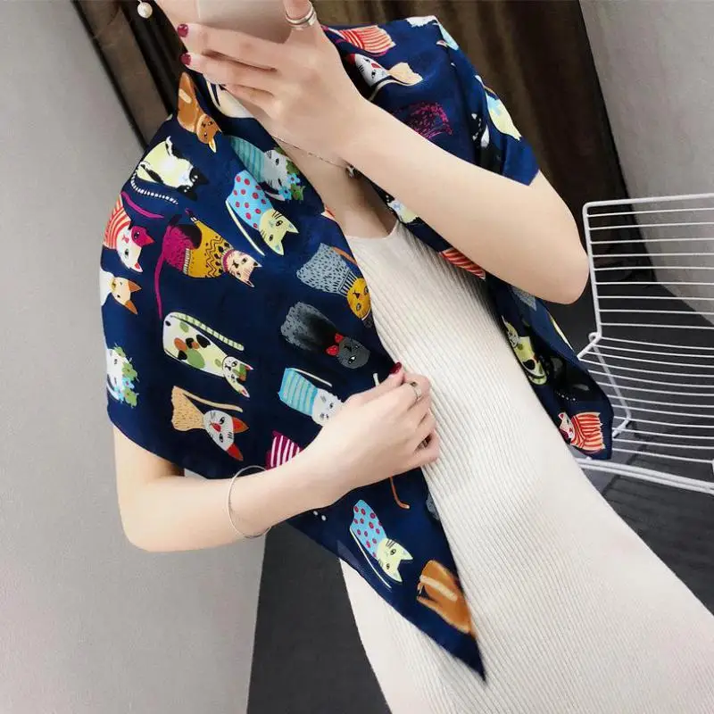 

Printing Hotel Waiter Flight Attendants Handkerchief rings women scarf silk feeling hair neck scarves square office