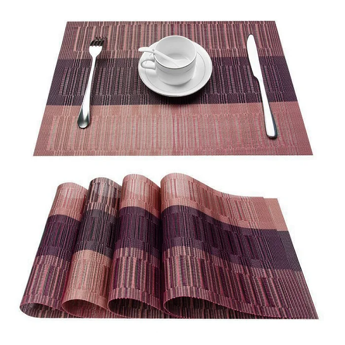 Purple Bamboo Topfinel набор из 4 ПВХ коврик для стола коврик для питья подставки под винные бутылки бамбуковые столовые приборы обеденный стол коврик кухонный стол белье - Цвет: Purple Bamboo