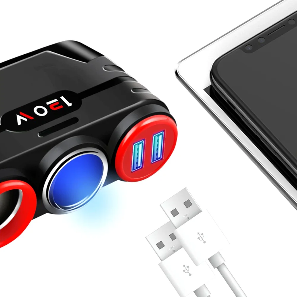AOSHIKE автомобильное двойное USB с переключателем одно для трех прикуривателей