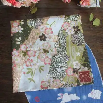Men Women Children handkerchief furoshiki cotton /Japanese style sakura printed 35cm/Many uses - Цвет: 2