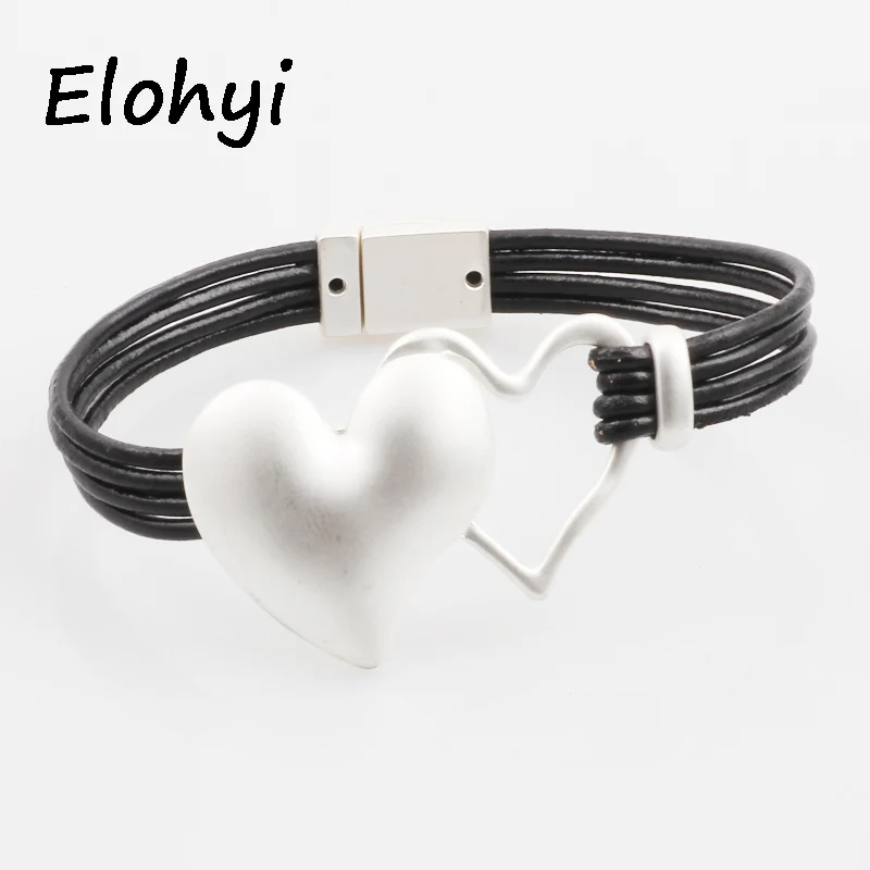 

ELOHYI Women Handmande Plait Leather Rope Bracelet&Bangles Magnet Buckle Bracelet For Women Elegant Design Jewelry Gifts
