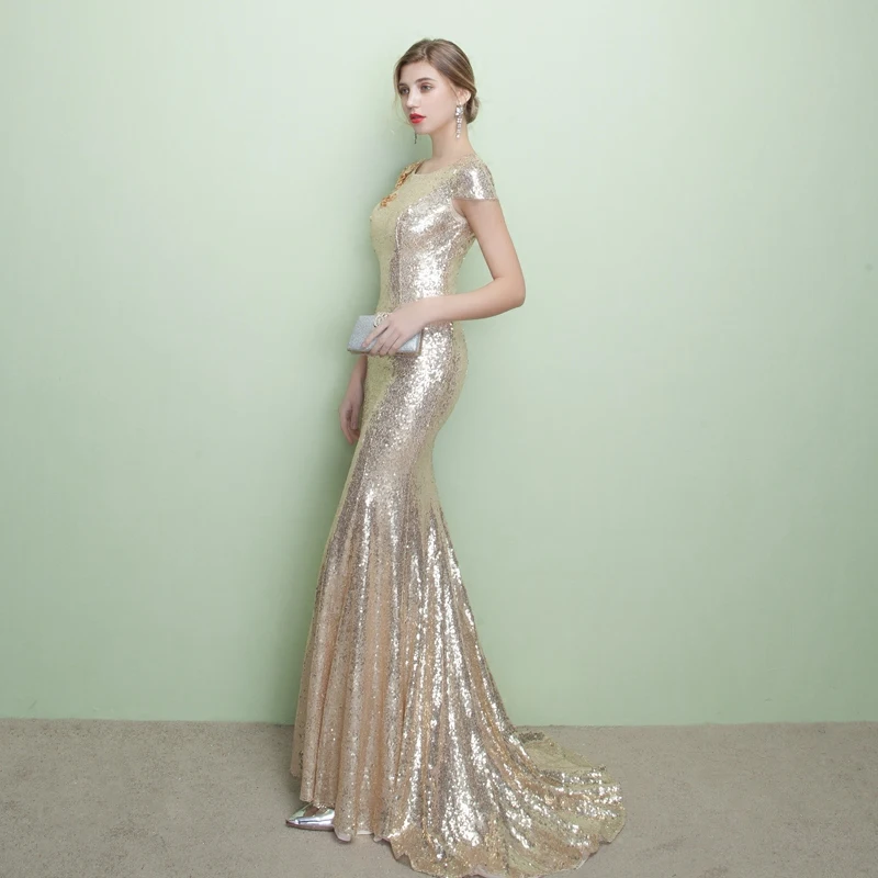 Vestidos De Festa Vestido Longo Para Casamento длинные золотые вечерние платья с блестками глубоким
