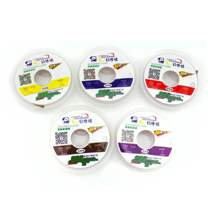 Alambre de soldadura mecánico, herramientas de reparación de soldadura BGA, removedor de mecha, 1,5/2,0/2,5/3,0/3,5mm, 10 unids/lote