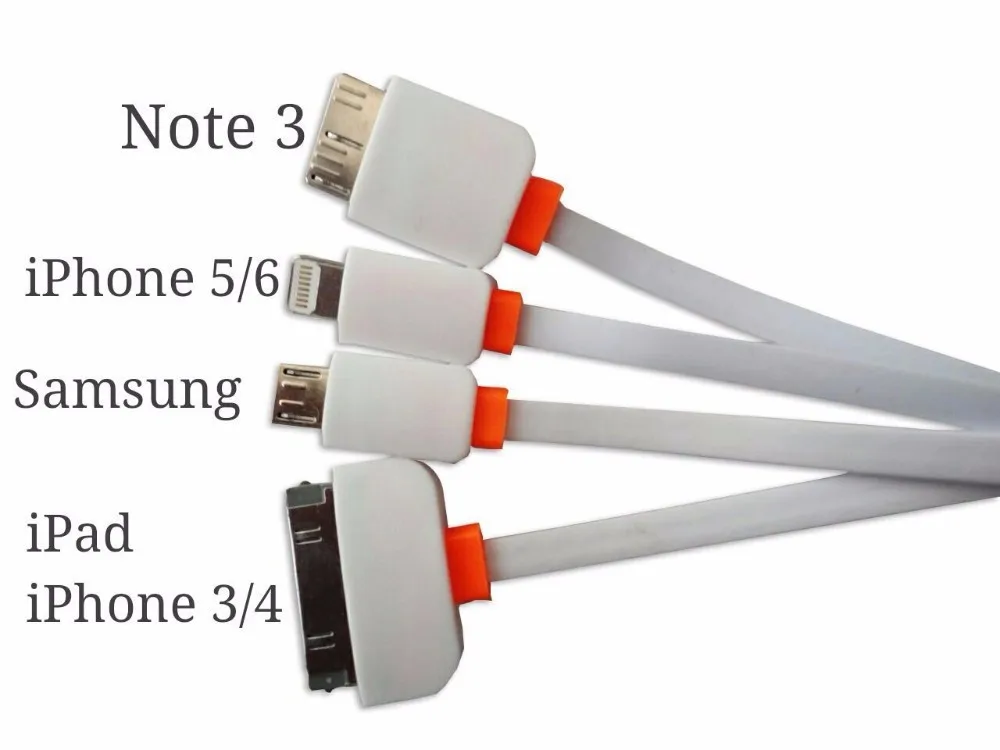 30CM 4 in 1 30 Pin + 8 5 Micro USB For Galaxy Note 3/S5 Flat Noodle Charger Cable for iPhone 4/4S/5/5S/6/Plus|charger battery aa aaa|charger