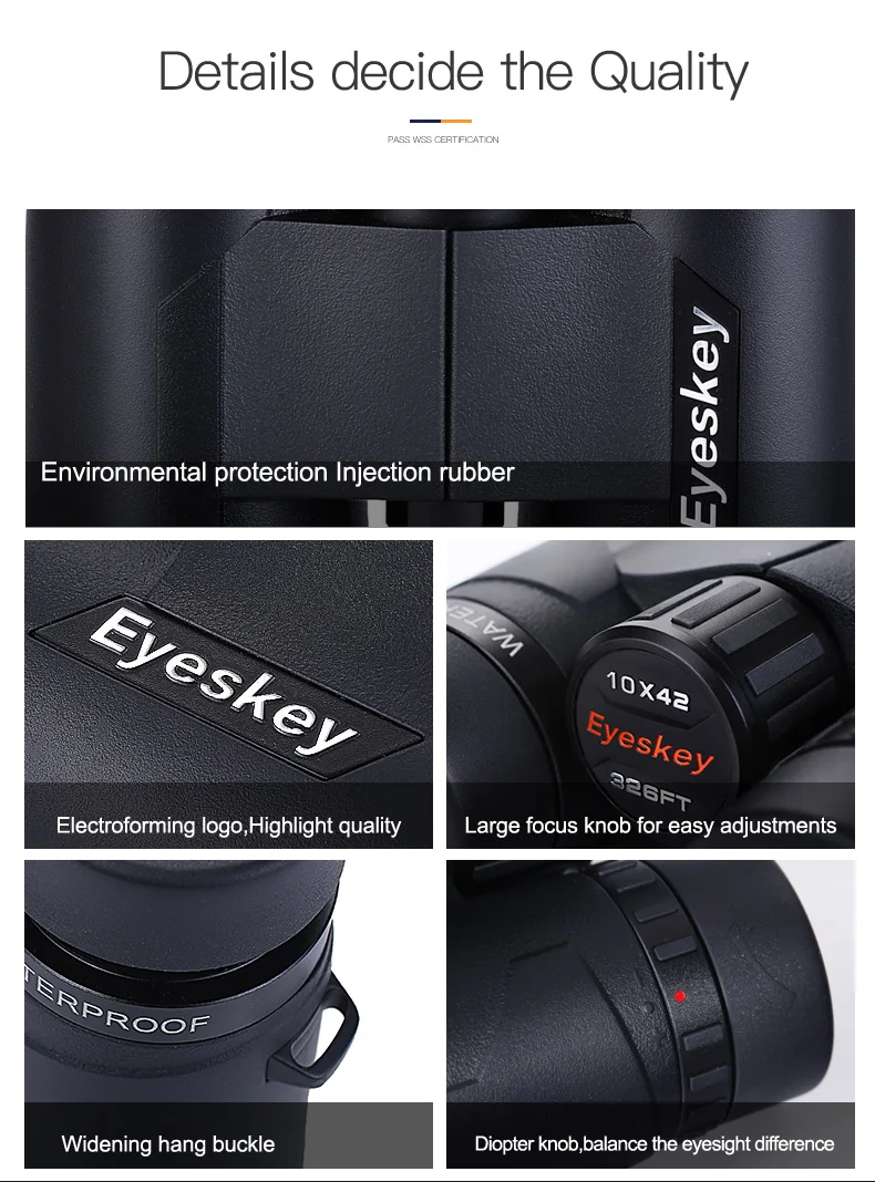 Eyeskey HD BAK4 SMC5 оптика 8x32/8x42/10x42 зум водонепроницаемый азот Монокуляр бинокулярный телескоп для охоты на открытом воздухе