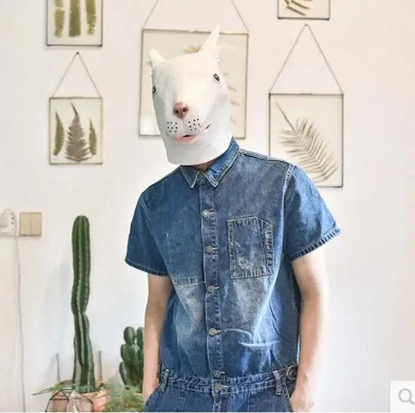 Новый Модный повседневный мужской джинсовый комбинезон с коротким рукавом пятью