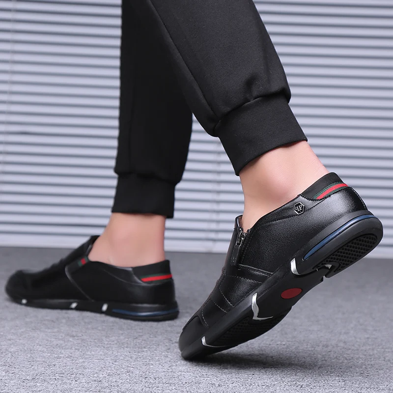 Italian Mens Shoes Casual Luxury Brand Autumn Men Loafers Split Leather Moccasins Comfy Slip On Boat sapato masculino Aux3 | Обувь