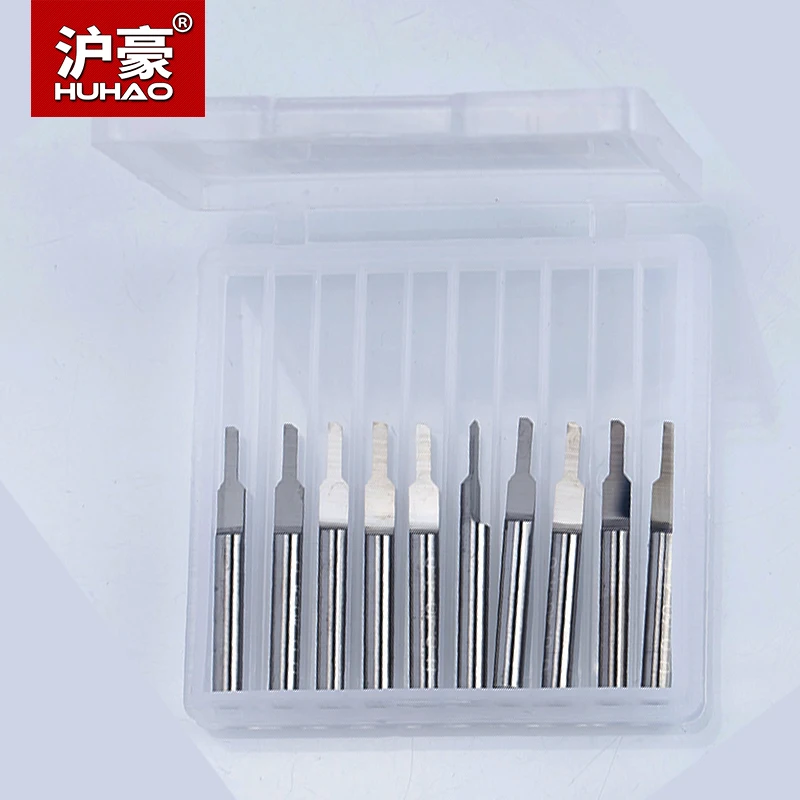 

HUHAO 10pcs/lot Shank 3.175mm Parallel Carbide PCB Engraving Bit CNC Milling Cutter 1mm 1.2mm Tungsten Steel End Mill
