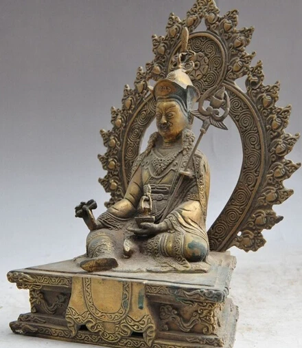 Shitou 002437 10 &quotТибет буддизм Бронзовая Padmasambhava Guru Rinpoche статуя бога Будды | Дом и сад