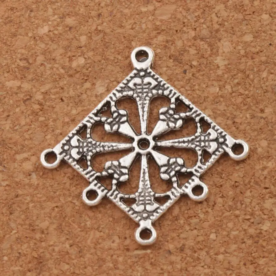 

Square Cross Flower 5-Strand Spacer End Connector 33x34.5mm 19pcs Zinc Alloy Fit Tassel Earrings L1253