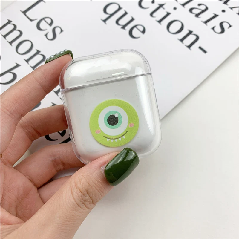 Чехол для Airpods с милым рисунком, Прозрачные Жесткие чехлы для AirPods, защитный чехол с мультяшным рисунком, Bluetooth, беспроводной чехол для наушников