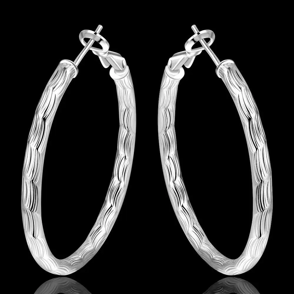 New Cicles 925 Pure silver Hoop earings prata brinco e341 gift box Free Fashion Jewelry | Украшения и аксессуары