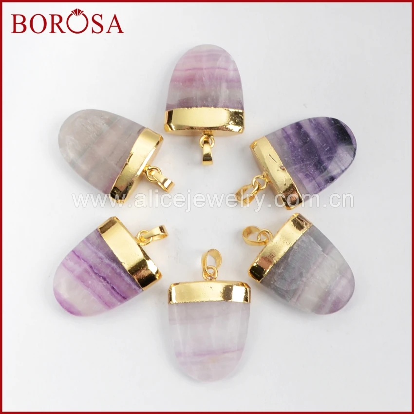 BOROSA 1 шт. натуральный экран Multi-цветной флюорит граненый Кулон Бусы Радужный