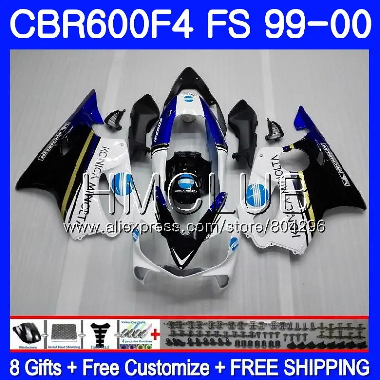

Корпус для HONDA CBR600F4 CBR600 F 4 RR CBR600 F4 99 00 60HM.14 CBR 600F4 CBR 600 FS CBR 600 KONICA blue F4 1999 2000 обтекатель
